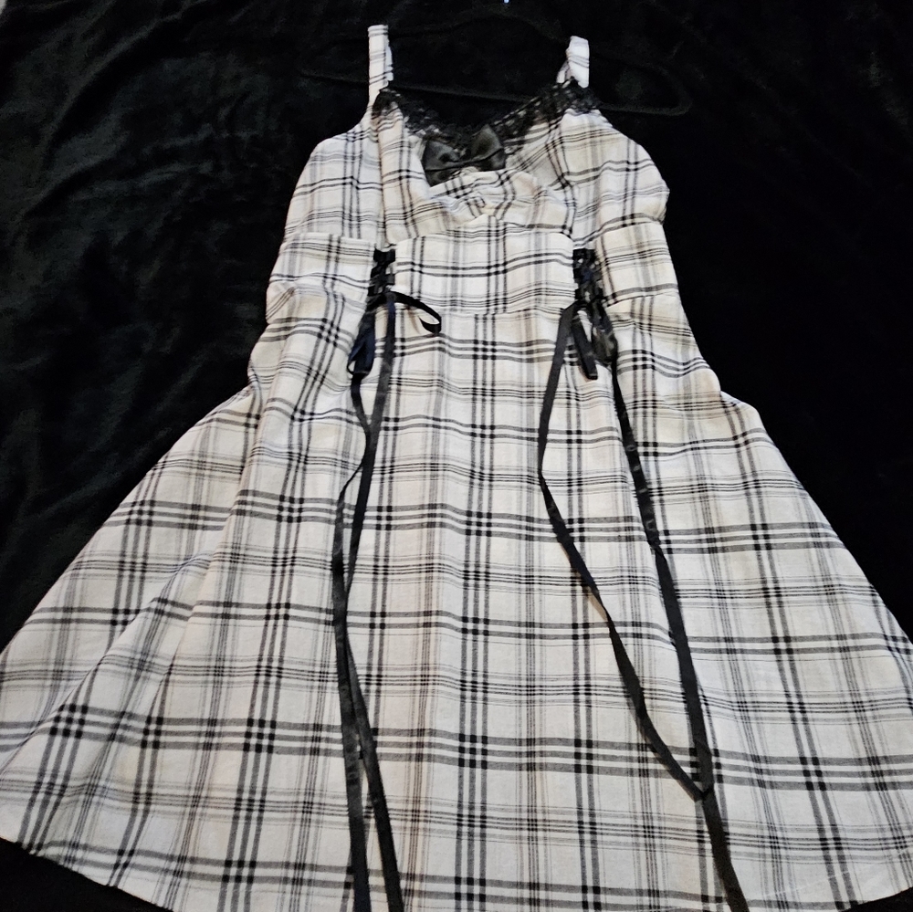 Cottagecore black and white dress